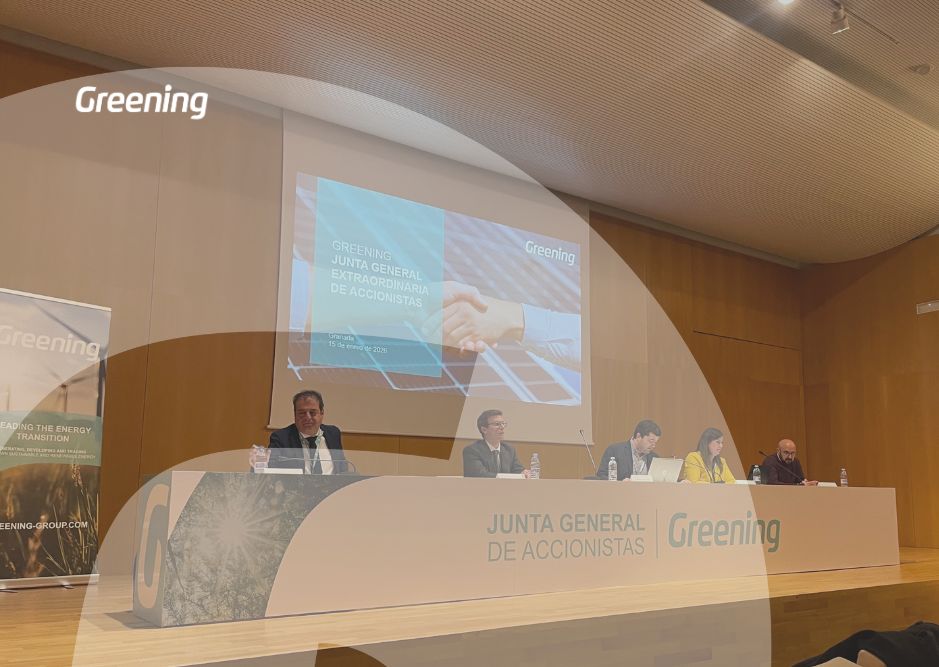 Junta General Extraordinaria de Accionistas de Greening, con el Consejo de Administración durante la sesión informativa.